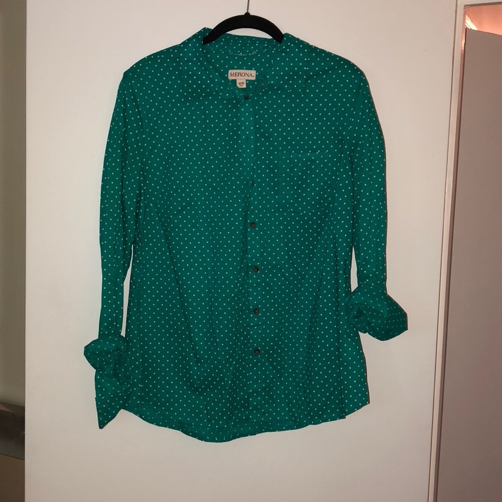 Polka dot button down